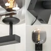 Online Straluma Trendy wandlamp zwart met smoke glazen kap en snoer