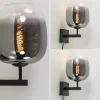Online Straluma Trendy wandlamp zwart met smoke glazen kap en snoer