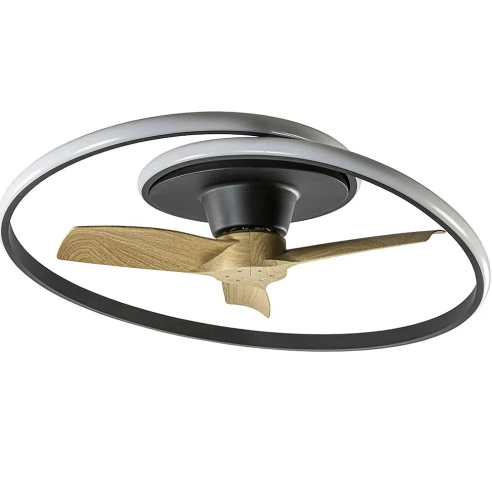 ventilator_ocean_zwarthou_0.webp Outlet Straluma Ventilator Ocean zwart/hout + remote cct