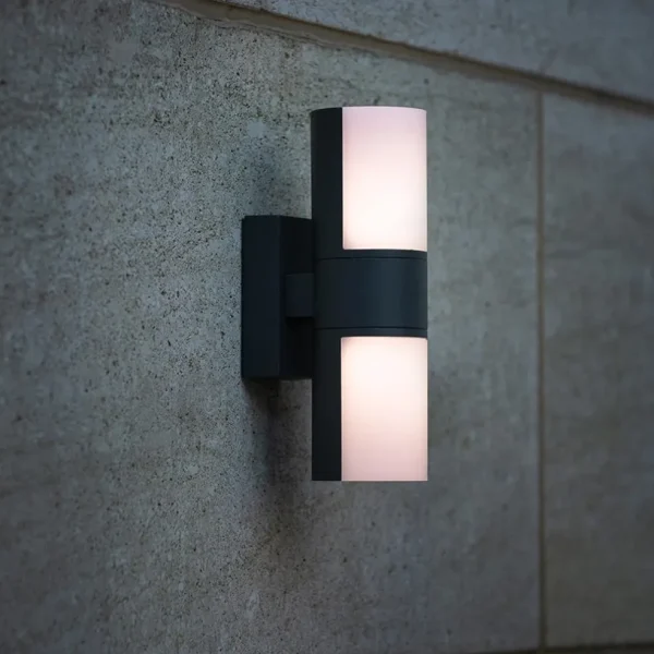 verstelbare_led_buitenlam_2.webp Sale Straluma Verstelbare LED buitenlamp 2-lichts cilinder donker grijs