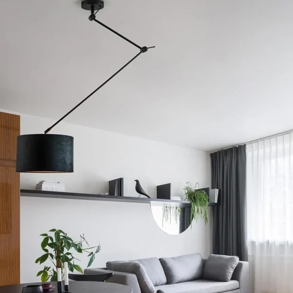 Discount Straluma Verstelbare plafondlamp zwart met velourse kap