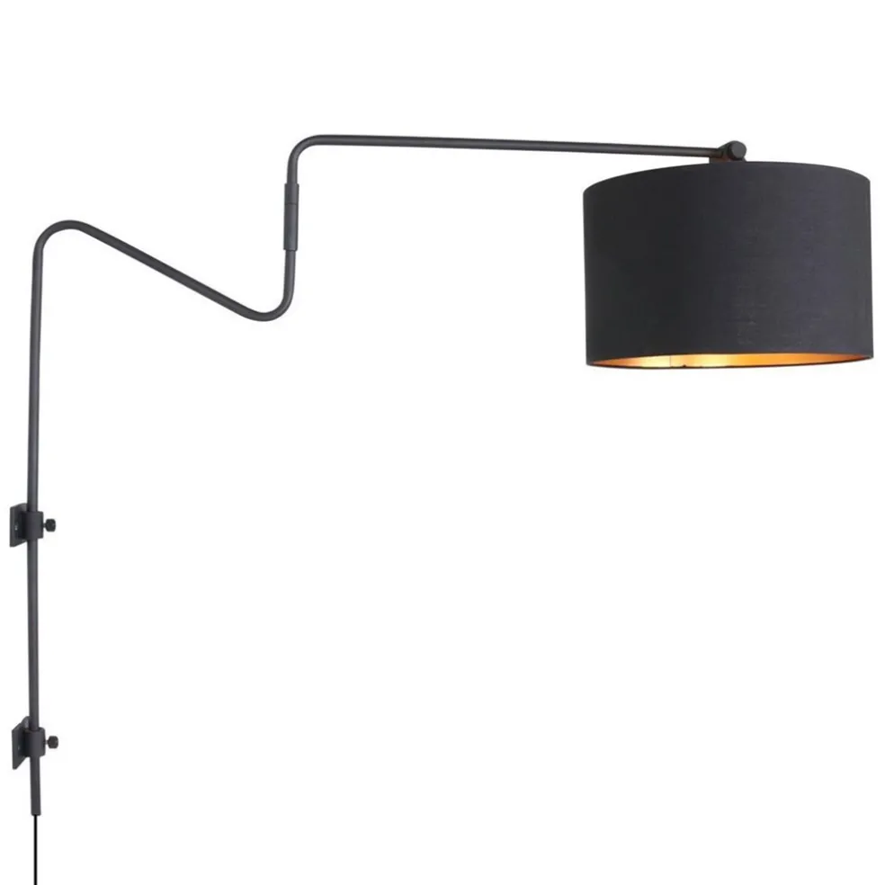 verstelbare_wandlamp_met__0.webp Sale Straluma Verstelbare wandlamp met zwart/gouden kap