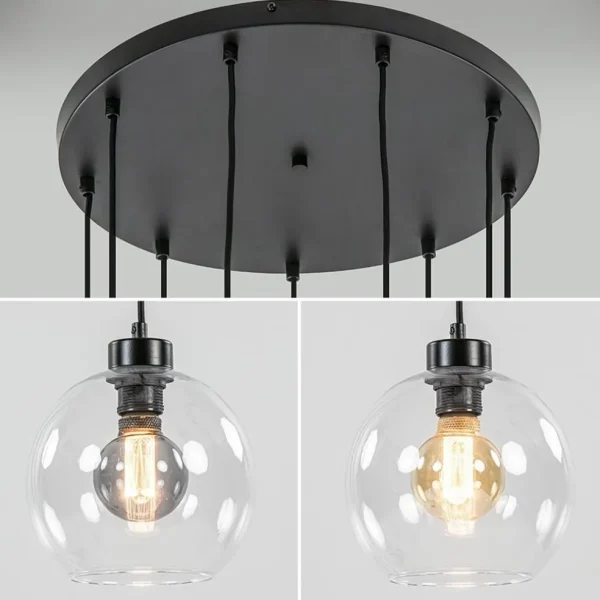 videlamp__multipendel_l_z_2.webp Hot Straluma Videlamp / multipendel 9L zwart helder bolglas