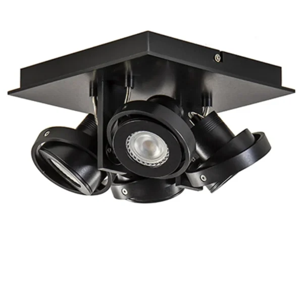vierkante_led_plafondlamp_0.webp Outlet Straluma Vierkante LED plafondlamp 4-lichts zwart