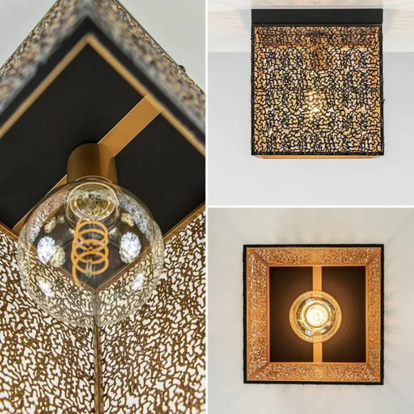 Cheap Straluma Vierkante plafondlamp zwart met gouden binnenzijde