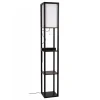 Cheap Straluma Vierkante vloerlamp zwart met beige kap en oplaadplatform
