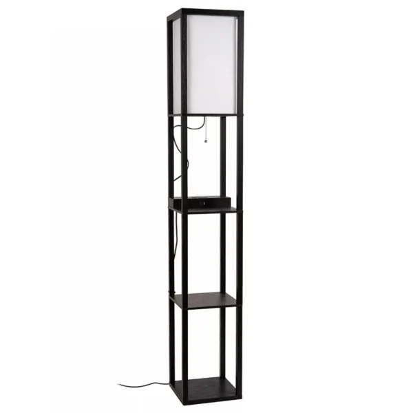 Cheap Straluma Vierkante vloerlamp zwart met beige kap en oplaadplatform