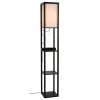 Cheap Straluma Vierkante vloerlamp zwart met beige kap en oplaadplatform