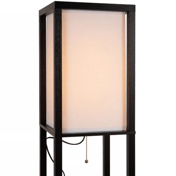 Cheap Straluma Vierkante vloerlamp zwart met beige kap en oplaadplatform