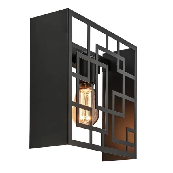 vierkante_wandlamp_zwart__1.webp New Straluma Vierkante wandlamp zwart metaal
