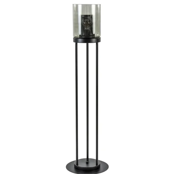 Store Straluma Vloerlamp cilinder mat zwart met smoke glazen kap