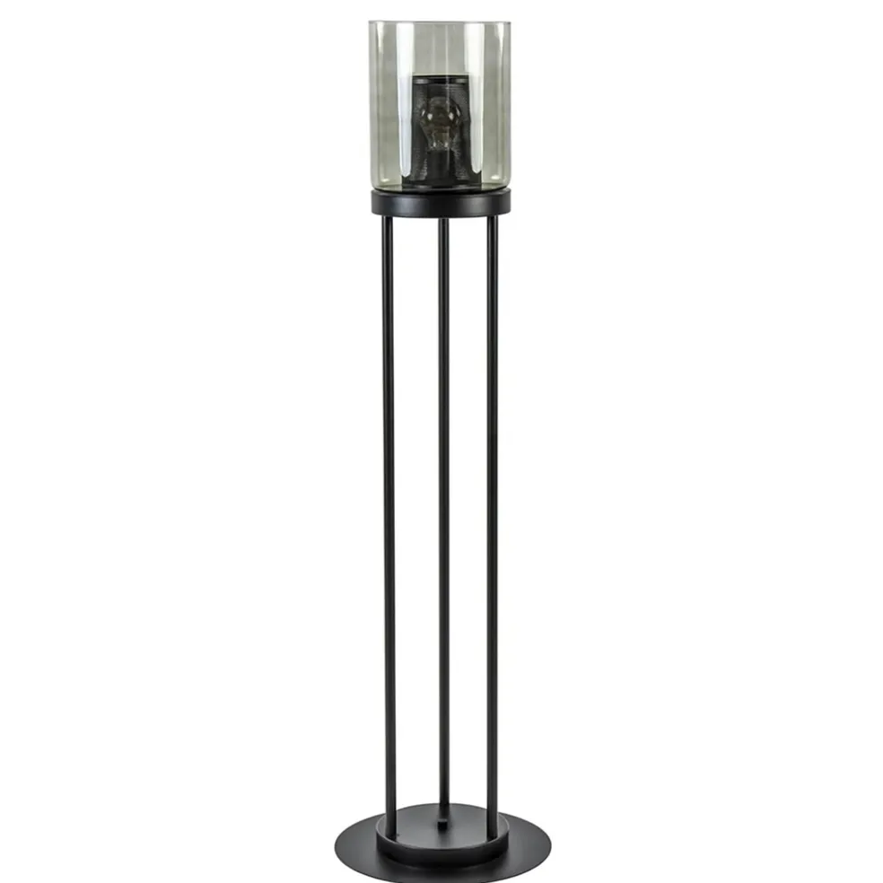 Store Straluma Vloerlamp cilinder mat zwart met smoke glazen kap