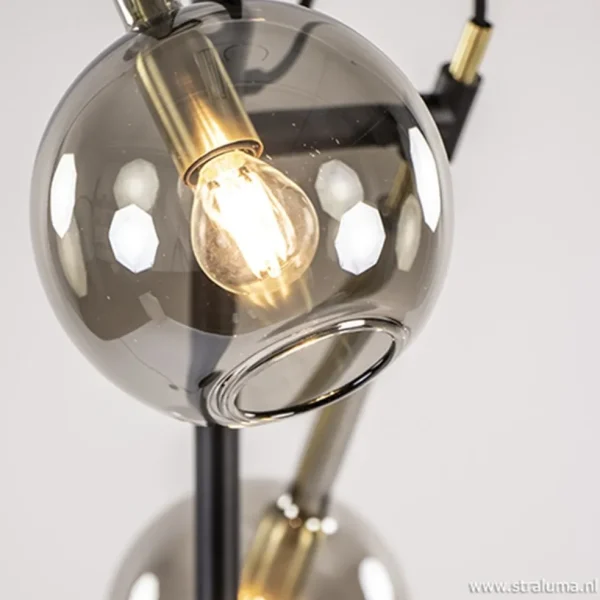 vloerlamp_globe_l_zwartgo_2.webp Hot Straluma Vloerlamp Globe 2-L zwart/goud smokeglas
