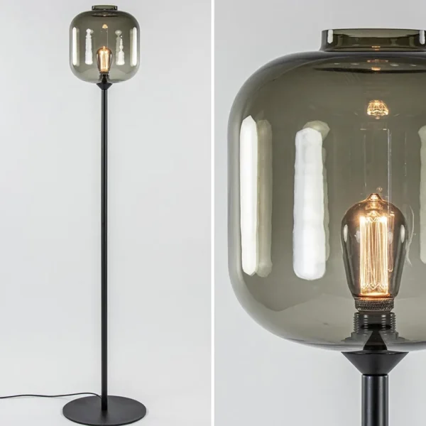 Hot Straluma Vloerlamp Lett zwart/smoke glas