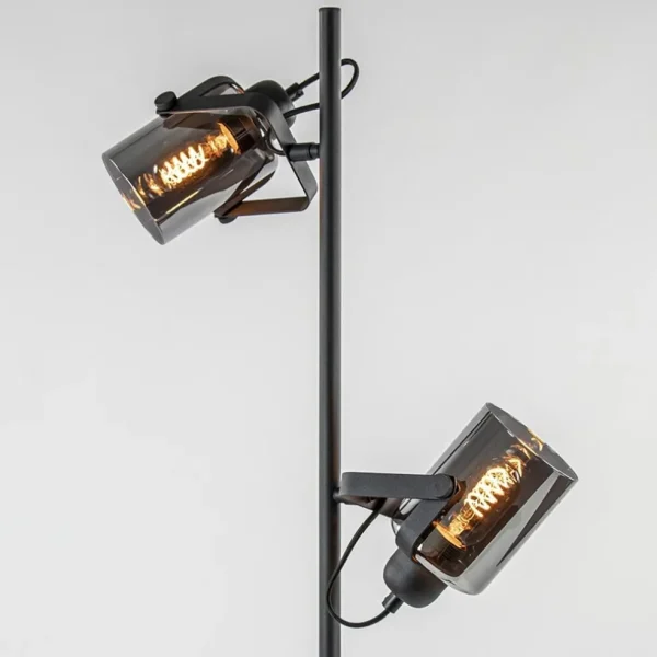 vloerlamp_mat_zwart_met_t_2.webp Flash Sale Straluma Vloerlamp mat zwart met titanium glazen kappen