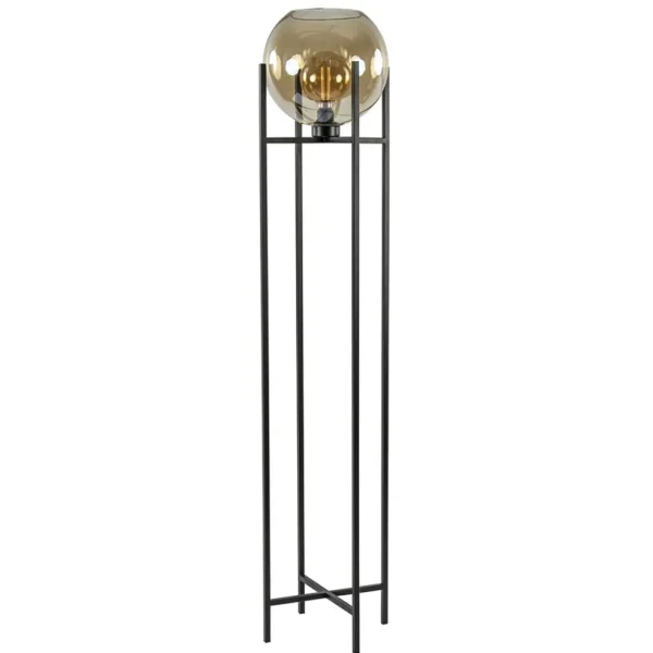 vloerlamp_zwart__amber_gl_0.webp Sale Straluma Vloerlamp zwart + amber glazen bol