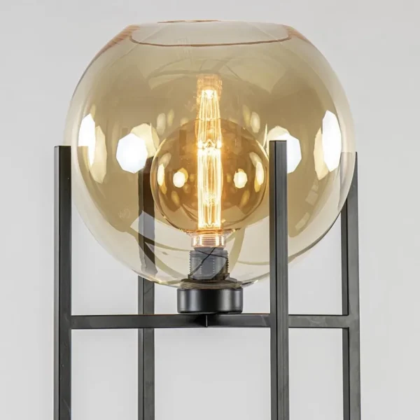 vloerlamp_zwart__amber_gl_2.webp Sale Straluma Vloerlamp zwart + amber glazen bol