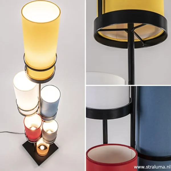 vloerlamp_zwart_l_multico_2.webp Shop Straluma Vloerlamp zwart 6L multicolor rood