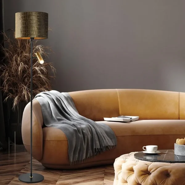 vloerlamp_zwartgoud_met_k_4.webp Cheap Straluma Vloerlamp zwart/goud met kap brons/goud