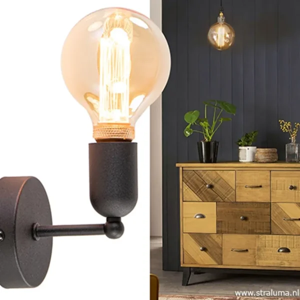 Sale Straluma Wandlamp basic boog klein zwart