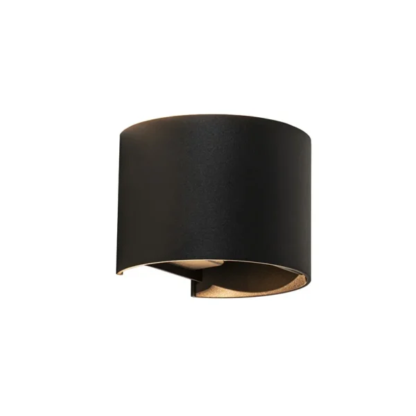 wandlamp_davos_afgerond_z_1.webp Best Sale Straluma Wandlamp Davos afgerond zwart IP54 2700k