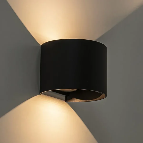 wandlamp_davos_afgerond_z_4.webp Best Sale Straluma Wandlamp Davos afgerond zwart IP54 2700k