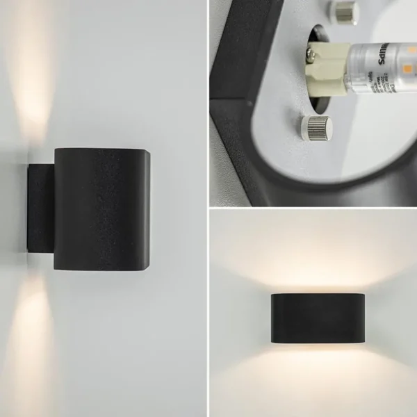Online Straluma Wandlamp ovaal zwart/zilver g9