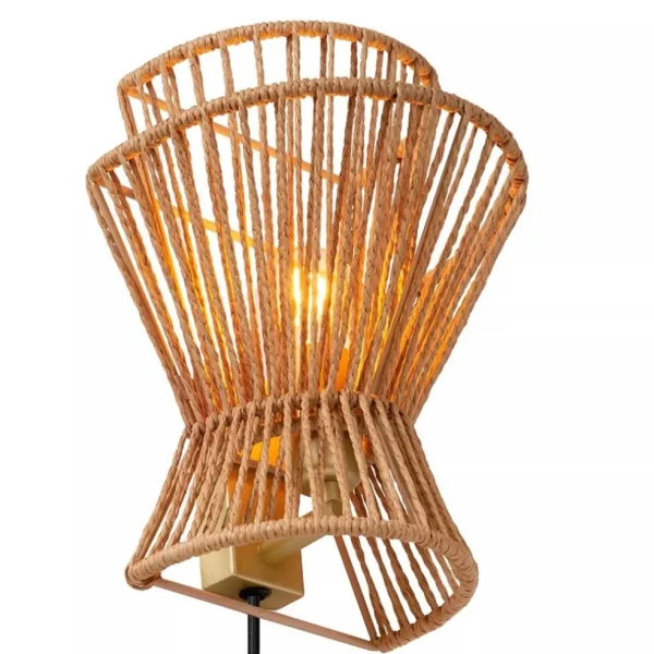 wandlamp_papier_naturel_m_3.webp Online Straluma Wandlamp papier naturel met mat goud