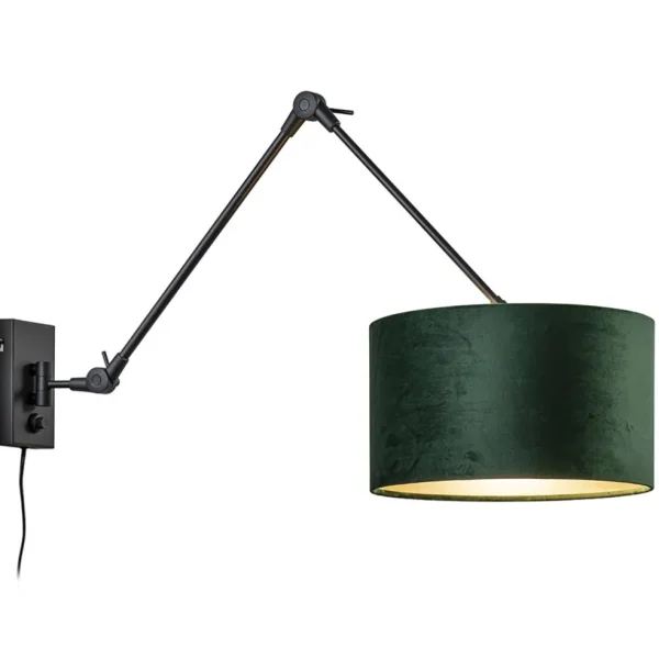 wandlamp_prestige_chic_zw_1.webp Flash Sale Straluma Wandlamp Prestige Chic zwart/kap groen