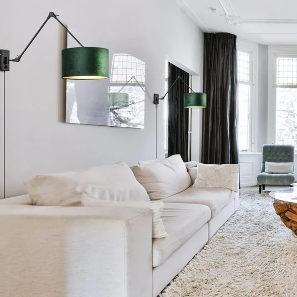wandlamp_prestige_chic_zw_4.webp Flash Sale Straluma Wandlamp Prestige Chic zwart/kap groen