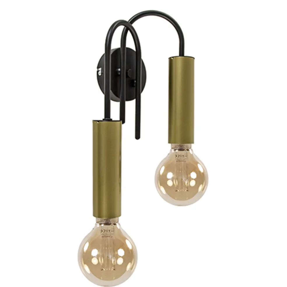 wandlamp_toog_dubbel_zwar_0.webp Cheap Straluma Wandlamp toog dubbel zwart/mat goud