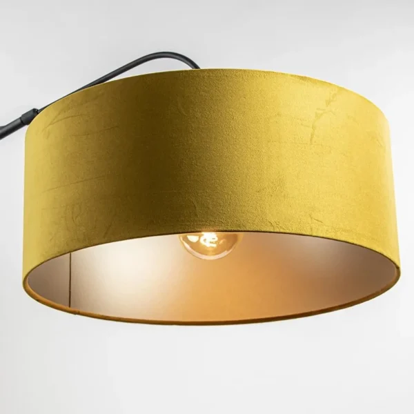wandlamp_zwart_met_velour_2.webp Hot Straluma Wandlamp zwart met velourse kap