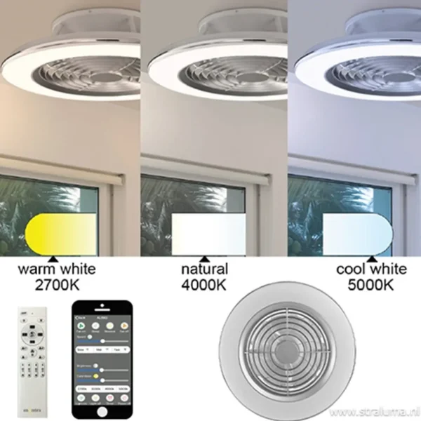 Cheap Straluma Zilveren ventilator met LED en bluetooth