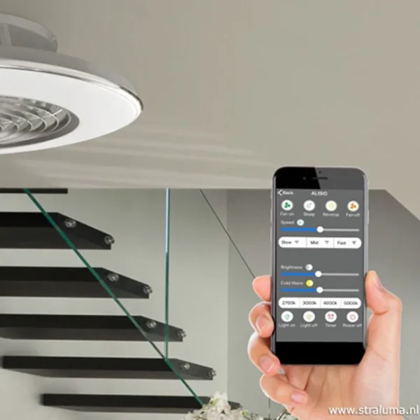 Cheap Straluma Zilveren ventilator met LED en bluetooth