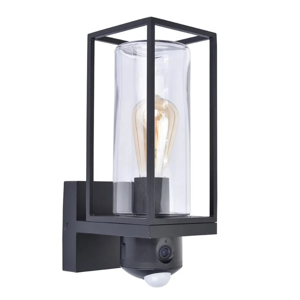 zwarte_buitenlamp_rechtho_0.webp Best Sale Straluma Zwarte buitenlamp rechthoek met glas en camera
