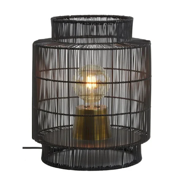 zwarte_draad_tafellamp_me_1.webp Discount Straluma Zwarte draad tafellamp met brons