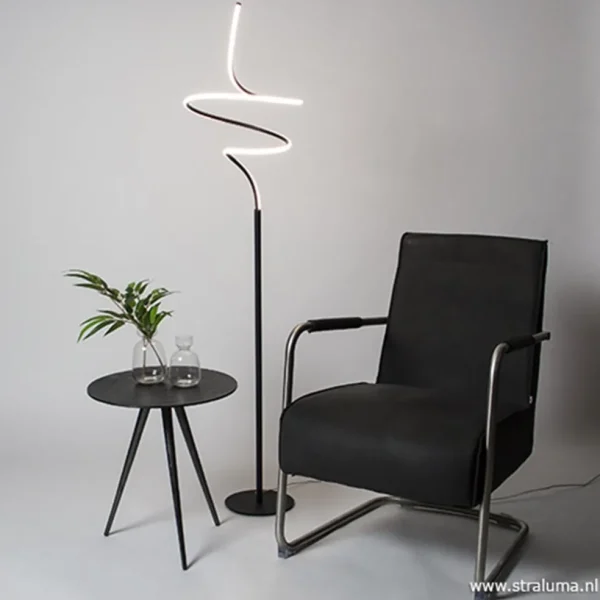 Best Straluma Zwarte krul vloerlamp LED dimbaar