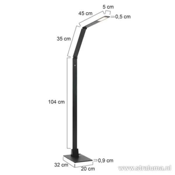 Fashion Straluma Zwarte led vloerlamp met touchdimmer