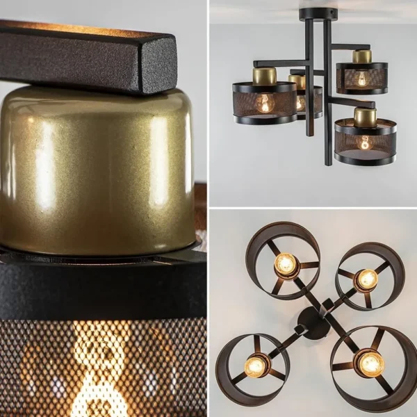 zwarte_lichts_plafondlamp_2.webp Online Straluma Zwarte 4-lichts plafondlamp met ronde kappen
