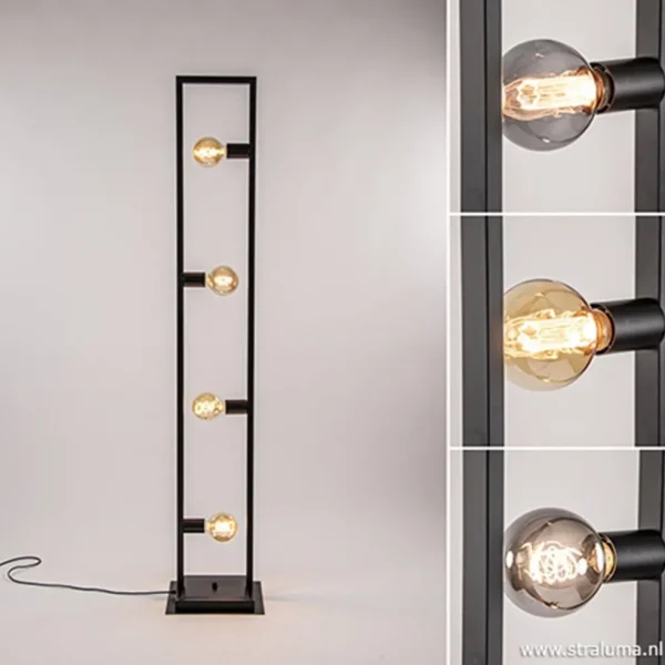 Flash Sale Straluma Zwarte metalen vloerlamp open frame