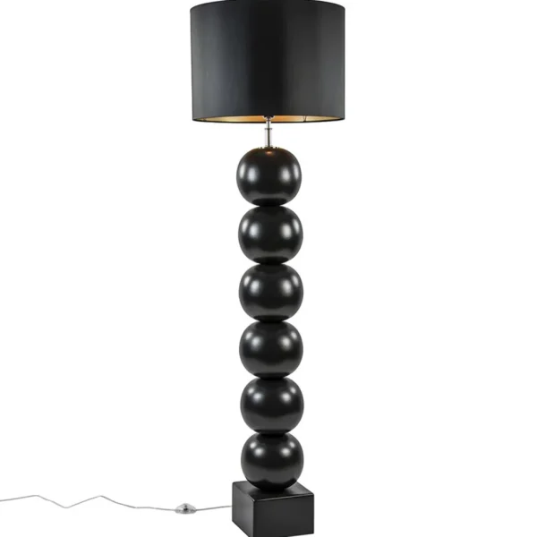 zwarte_vloerlamp_bollen_m_1.webp Hot Straluma Zwarte vloerlamp bollen met zwarte ronde kap