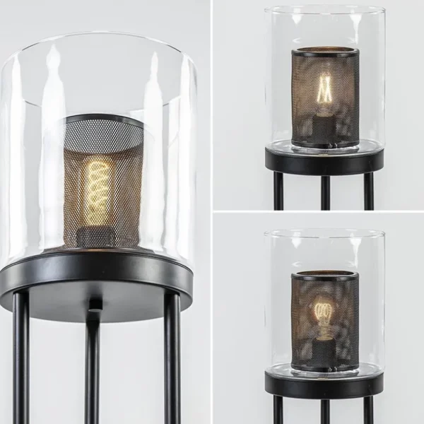 New Straluma Zwarte vloerlamp met cilinder kap helder glas